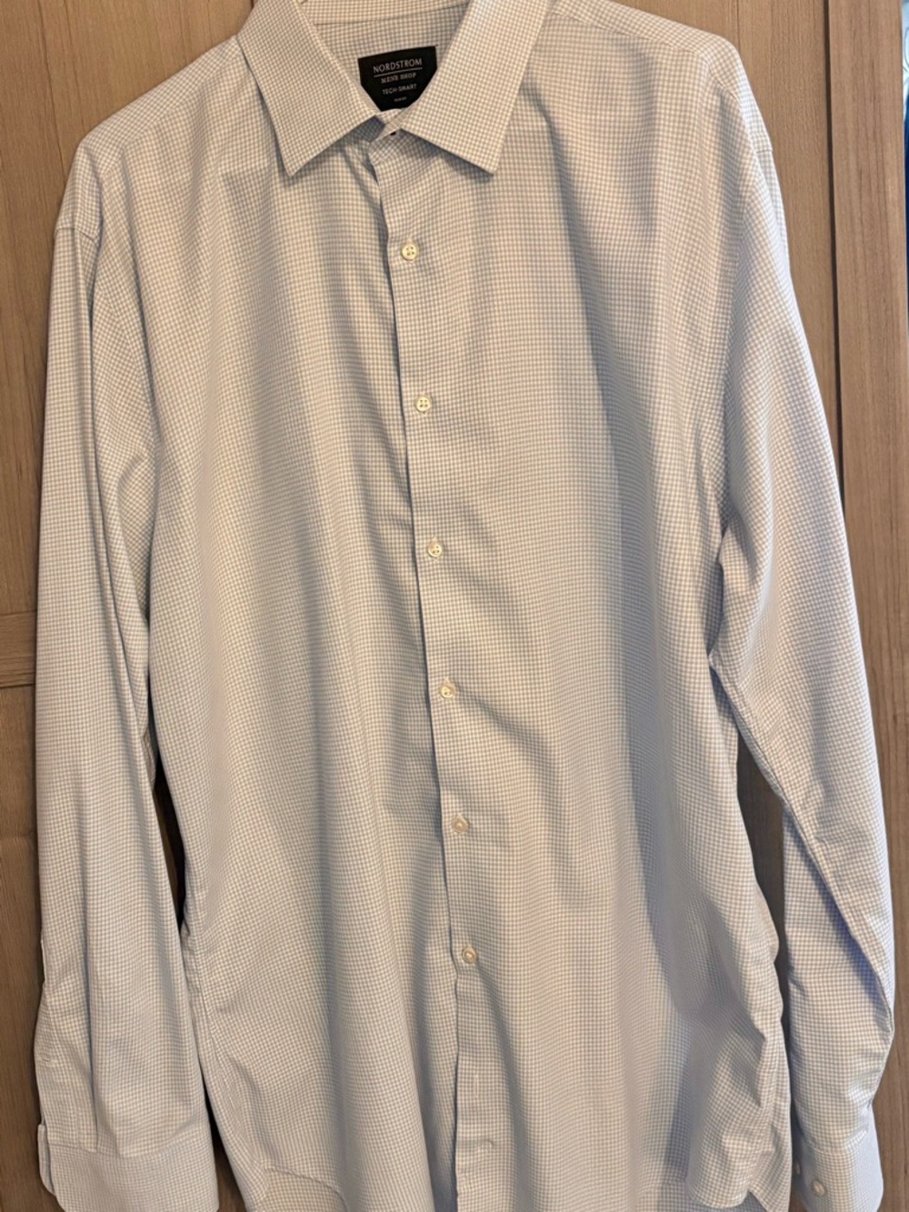 Nordstrom Light Blue Micro-Check Button-Front Dress Shirt